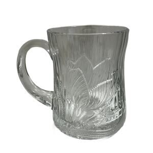 Arcoroc Slcoloc France Canterbury Crocus/Tulip  Mug Cup Clear Glass 4" Tall